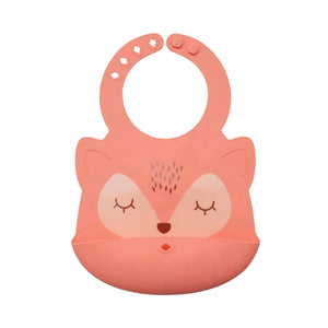 Silicone Roll-up Bibs: Coral Fox