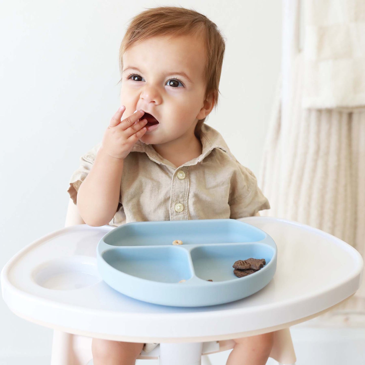 Silicone Suction Plate: Light Dusty Blue