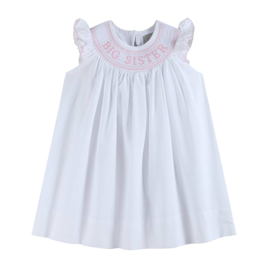 White Big Sister Smocked Bishop Dress