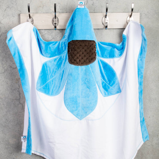 Blooming Bath Flower Hooded Towel: Blue