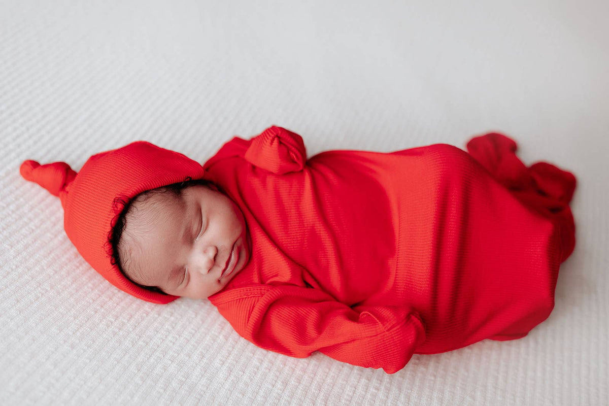 Ribbed Red Knotted Gown
