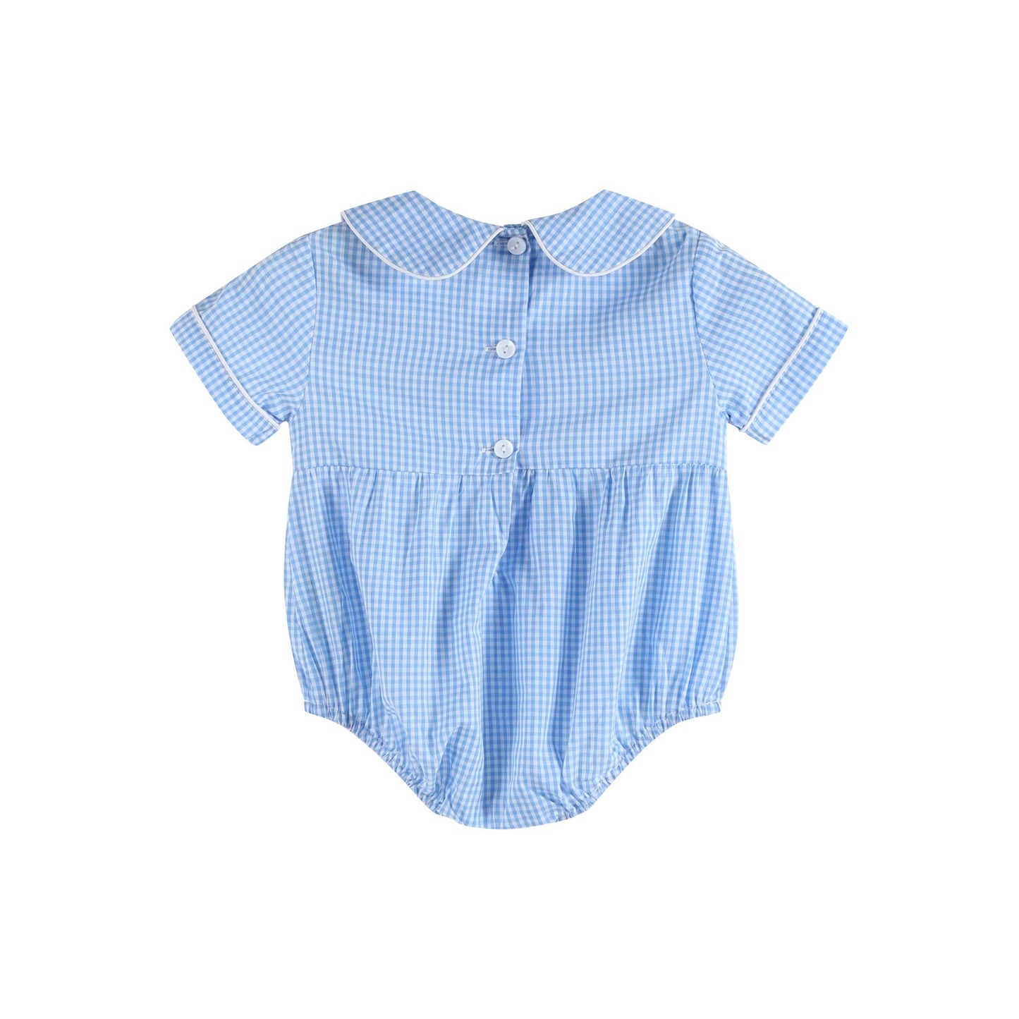 Light Blue Baby Brother Smocked Collared Romper