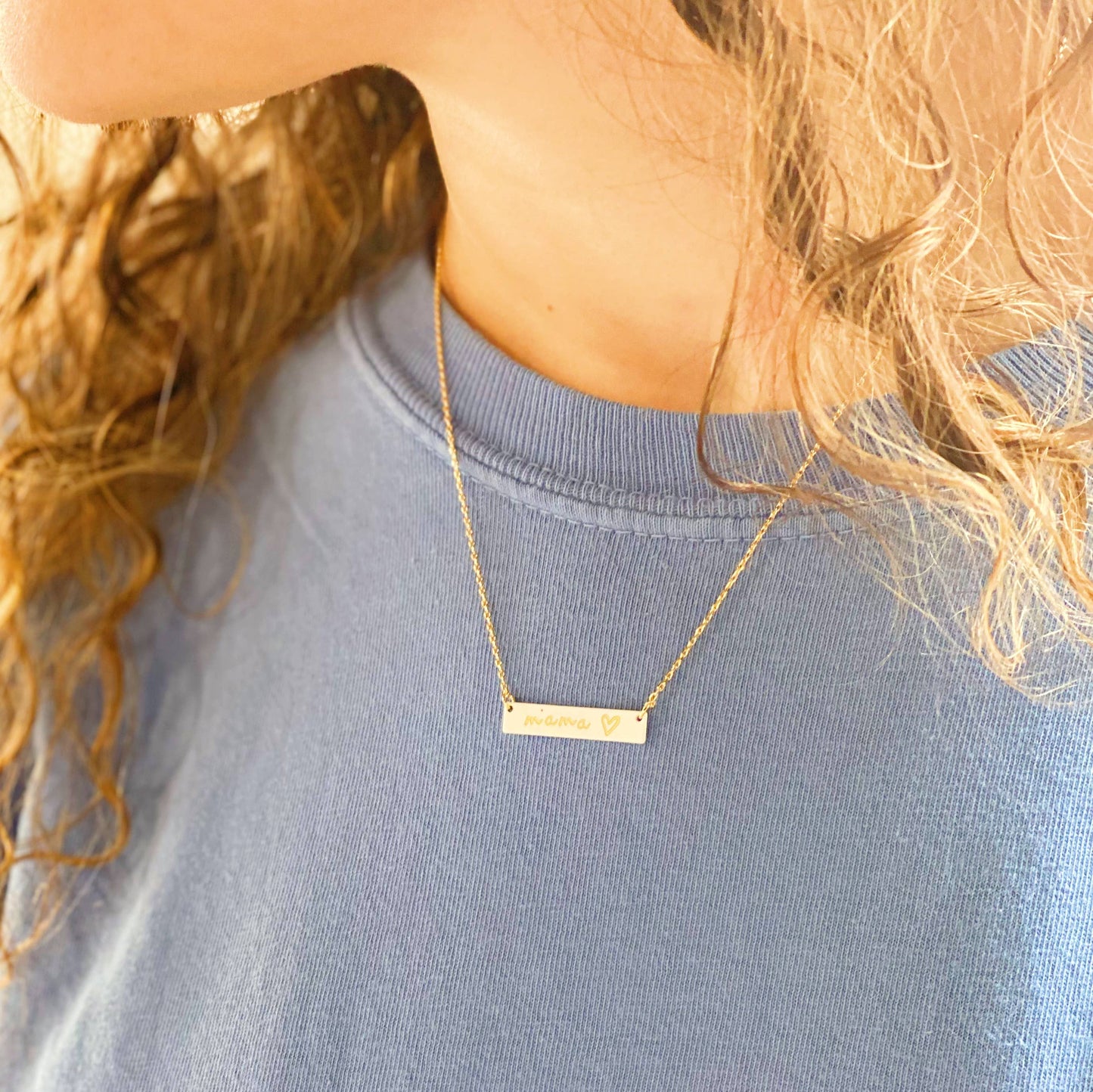 Mama Bar Heart Necklace: Pink