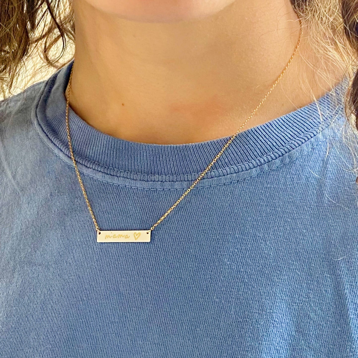 Mama Bar Heart Necklace: Pink