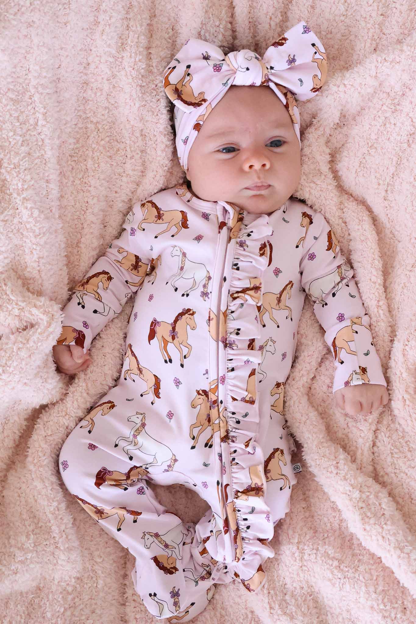 Pony Club Pink Ruffle Footie