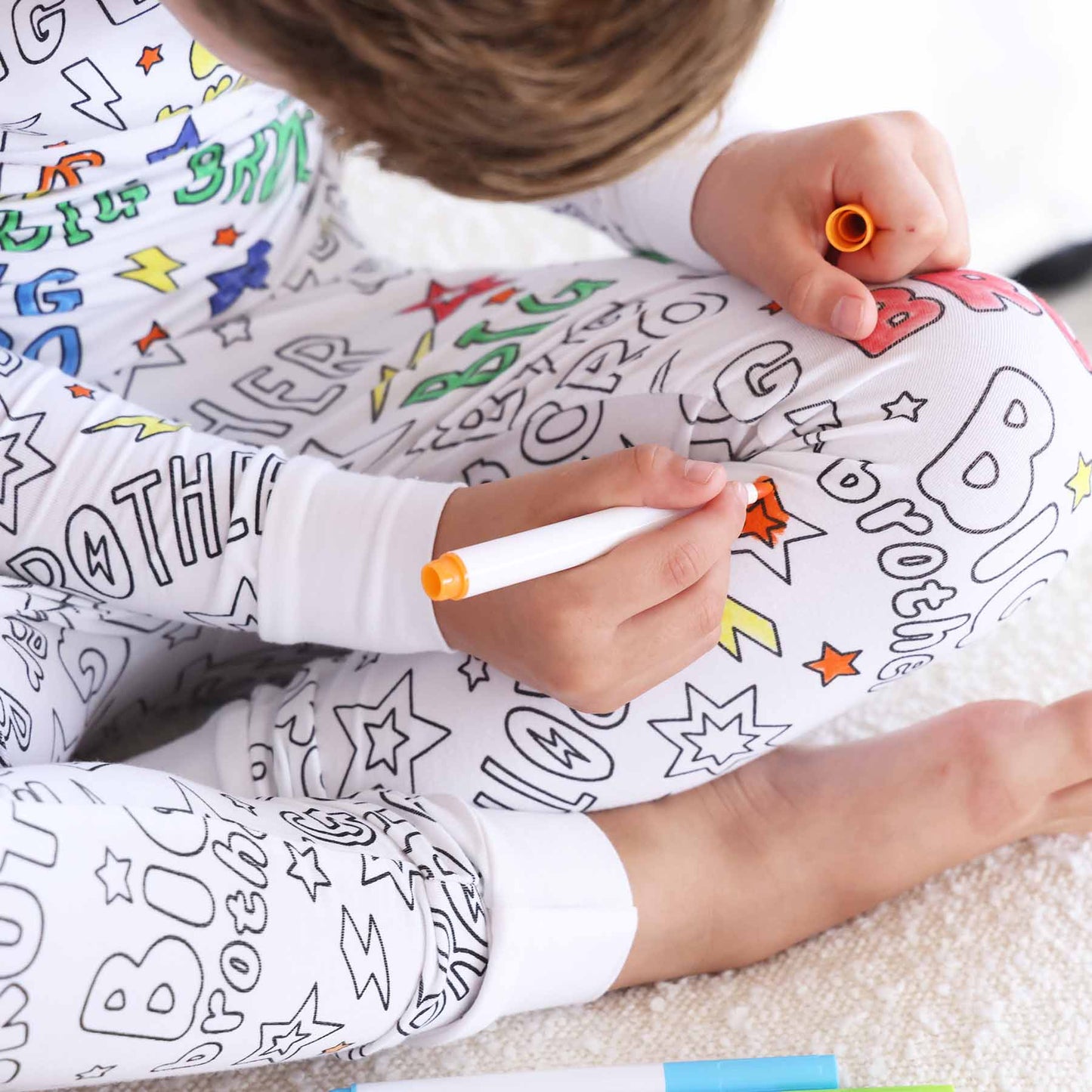 Colorable Two Piece Pajama Set | Big Bro