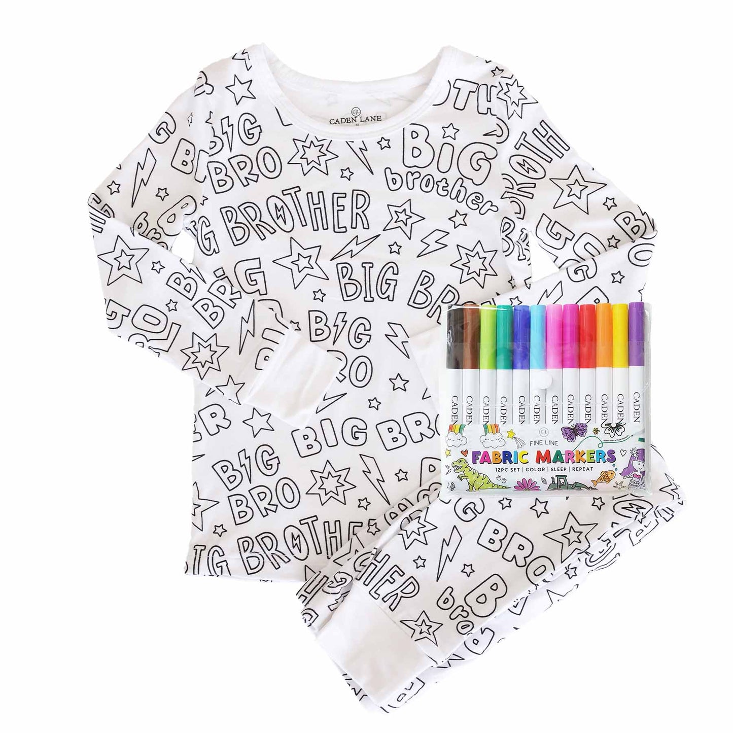 Colorable Two Piece Pajama Set | Big Bro