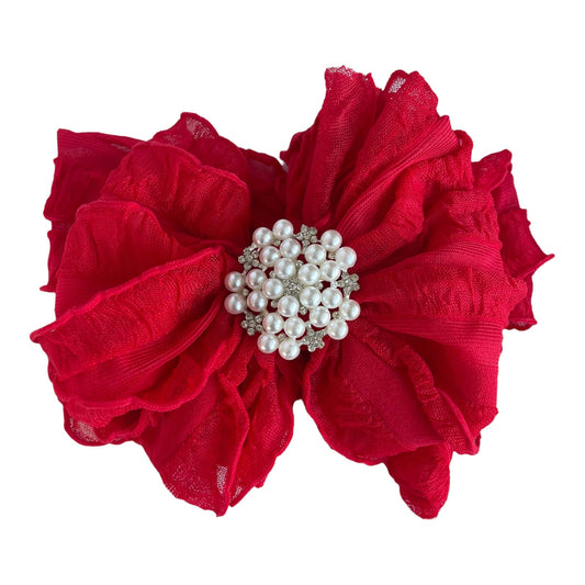 Pearl Ruffled Bow Headwrap