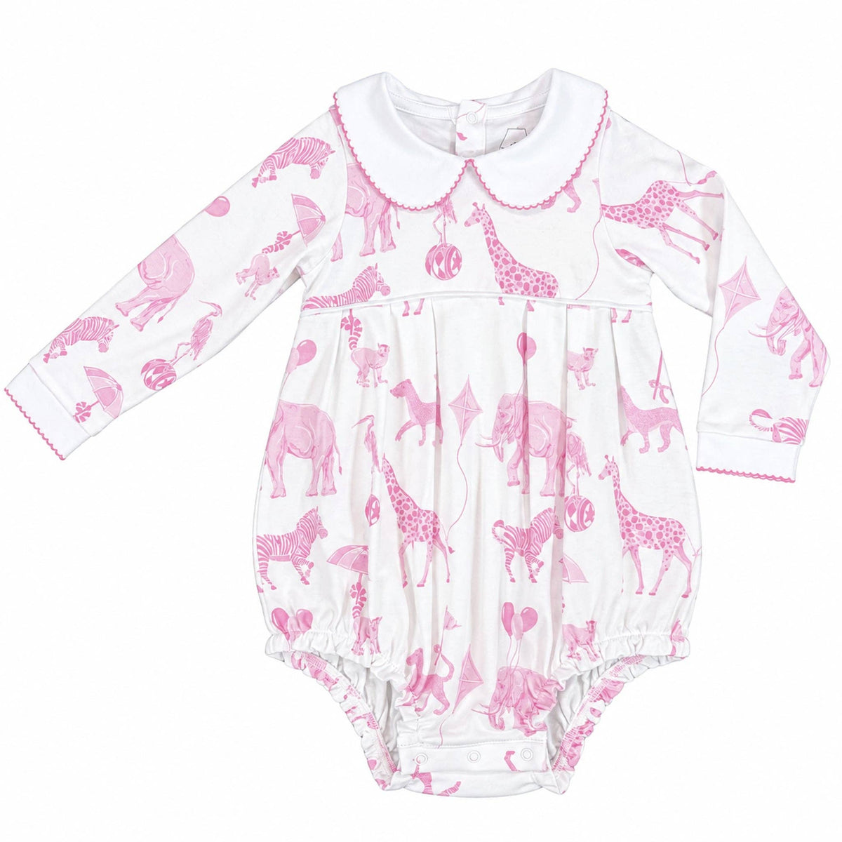 Long Sleeve Pleated Bubble: Pink Bubblegum Safari