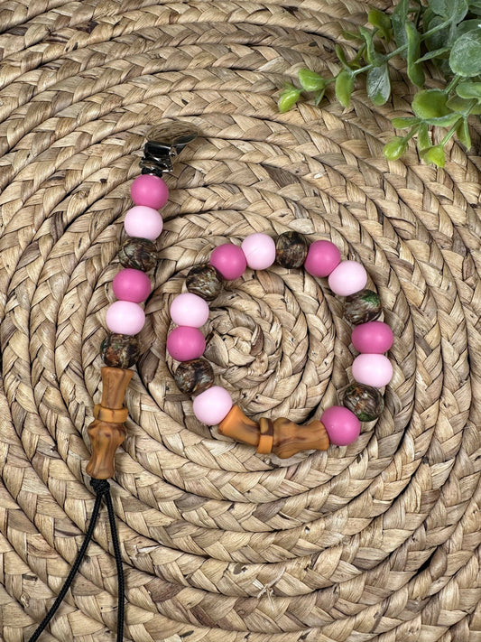 Pink Duck Call Pacifier Clip/Teething Ring: Teething Ring