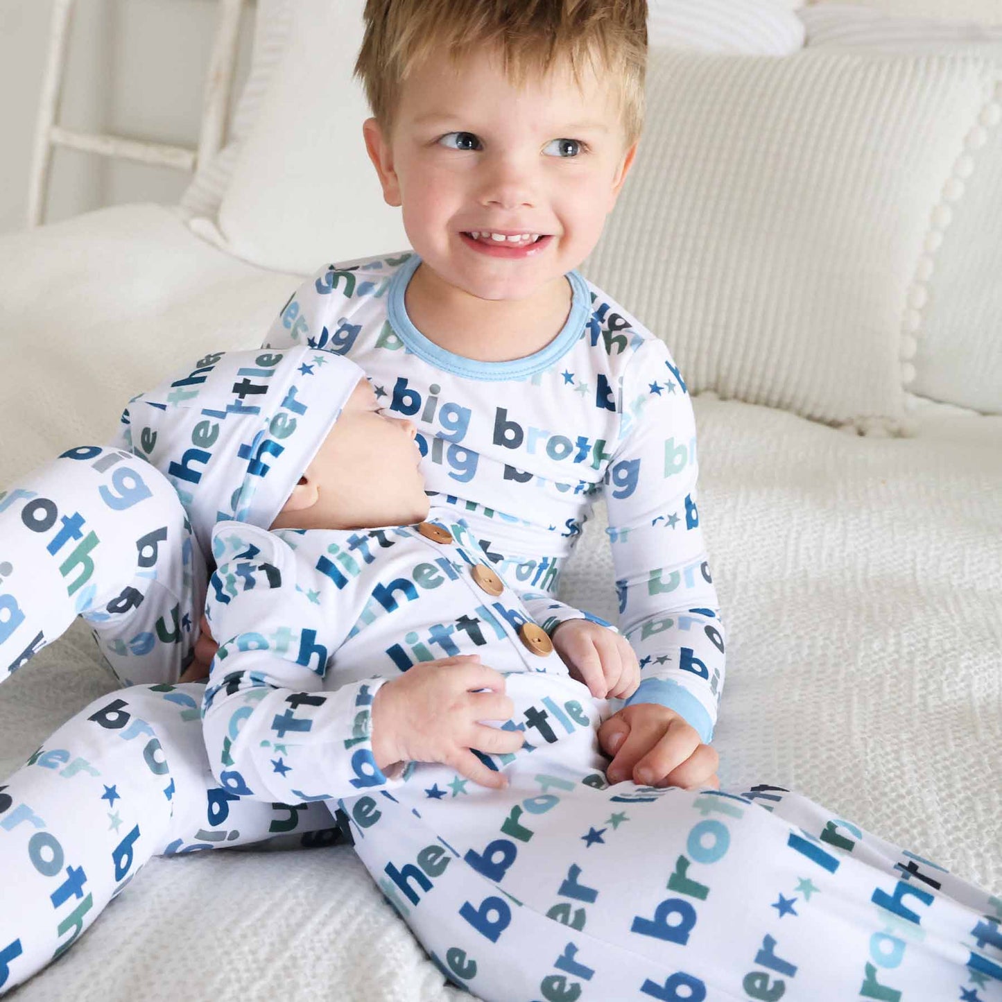 Little Brother Newborn Baby Knot Gown & Hat Set