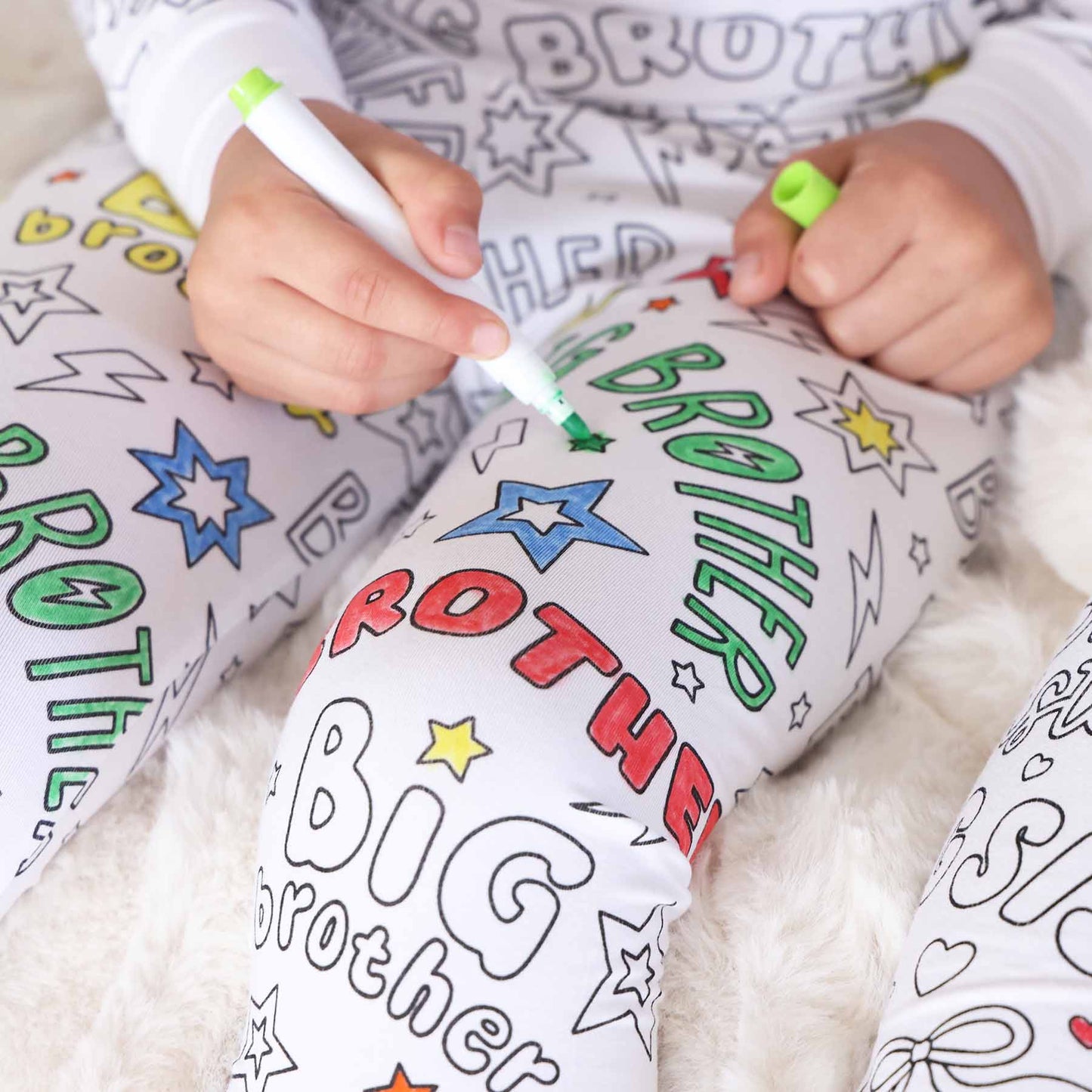 Colorable Two Piece Pajama Set | Big Bro