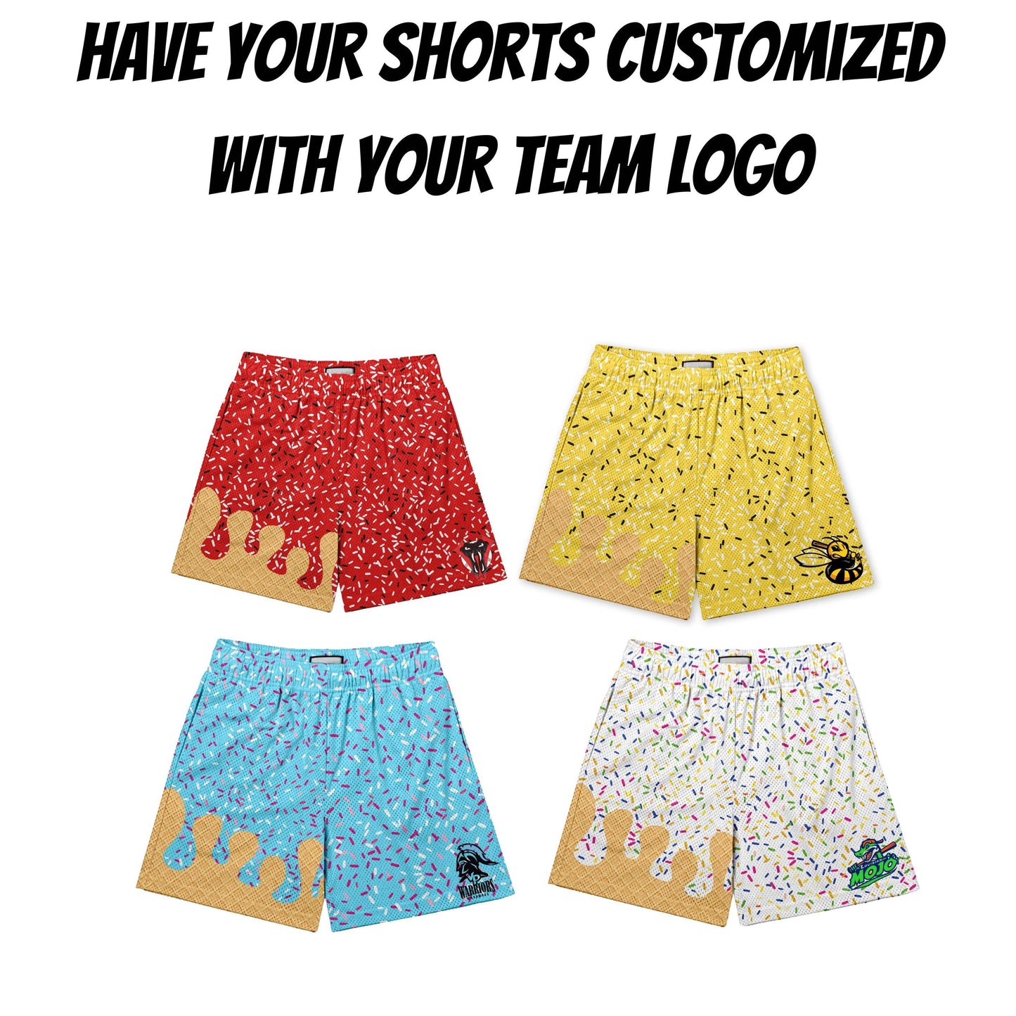 Baseball Ice Cream Drip Shorts: GREEN/GOLD
