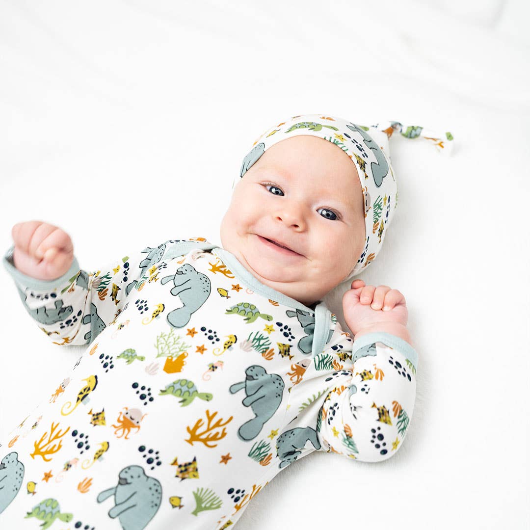 Manatee Ocean Bamboo Knotted Baby Gown Newborn Baby Gift Set