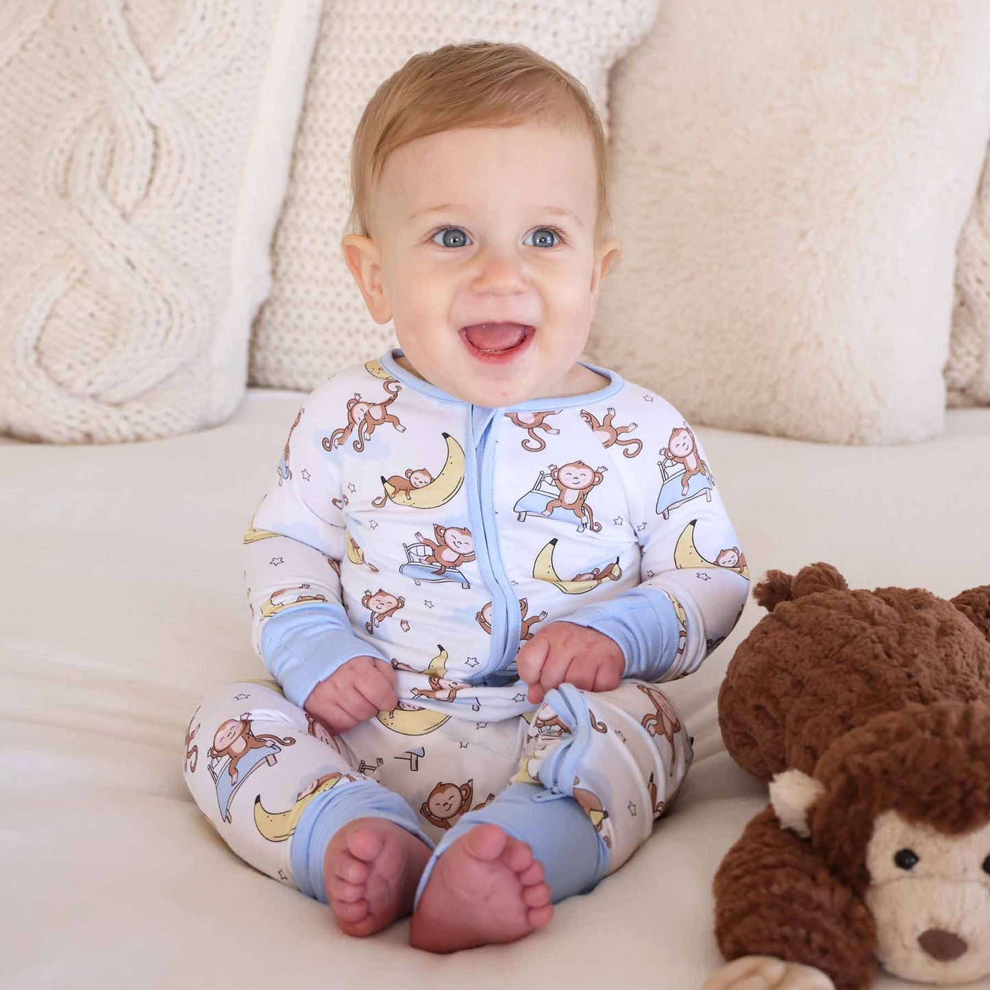 Monkey See, Monkey Snooze Convertible Zip Romper