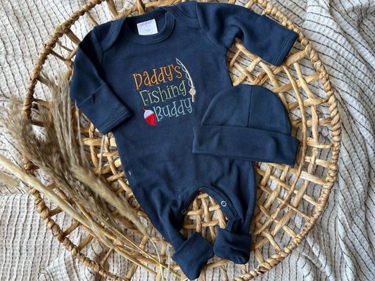 Daddy's Fishing Buddy: Newborn / Romper and Beanie