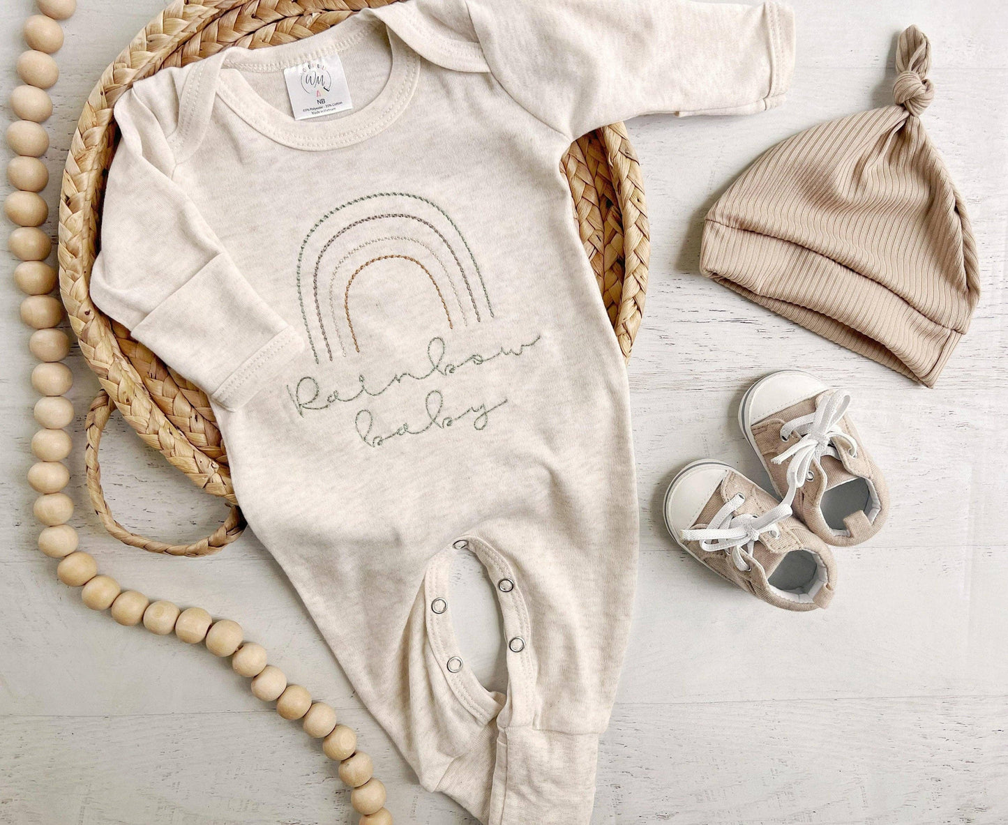 Boho Baby Romper With A Sweet Muted Rainbow: Romper Only