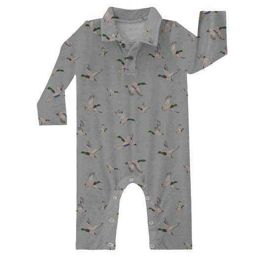 Mallards / Ducks - Long Sleeve Polo Romper