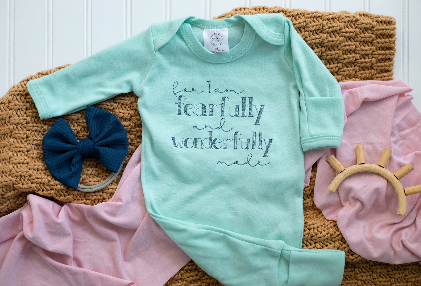 Wonderfully Made - Mint: Newborn / Romper Only