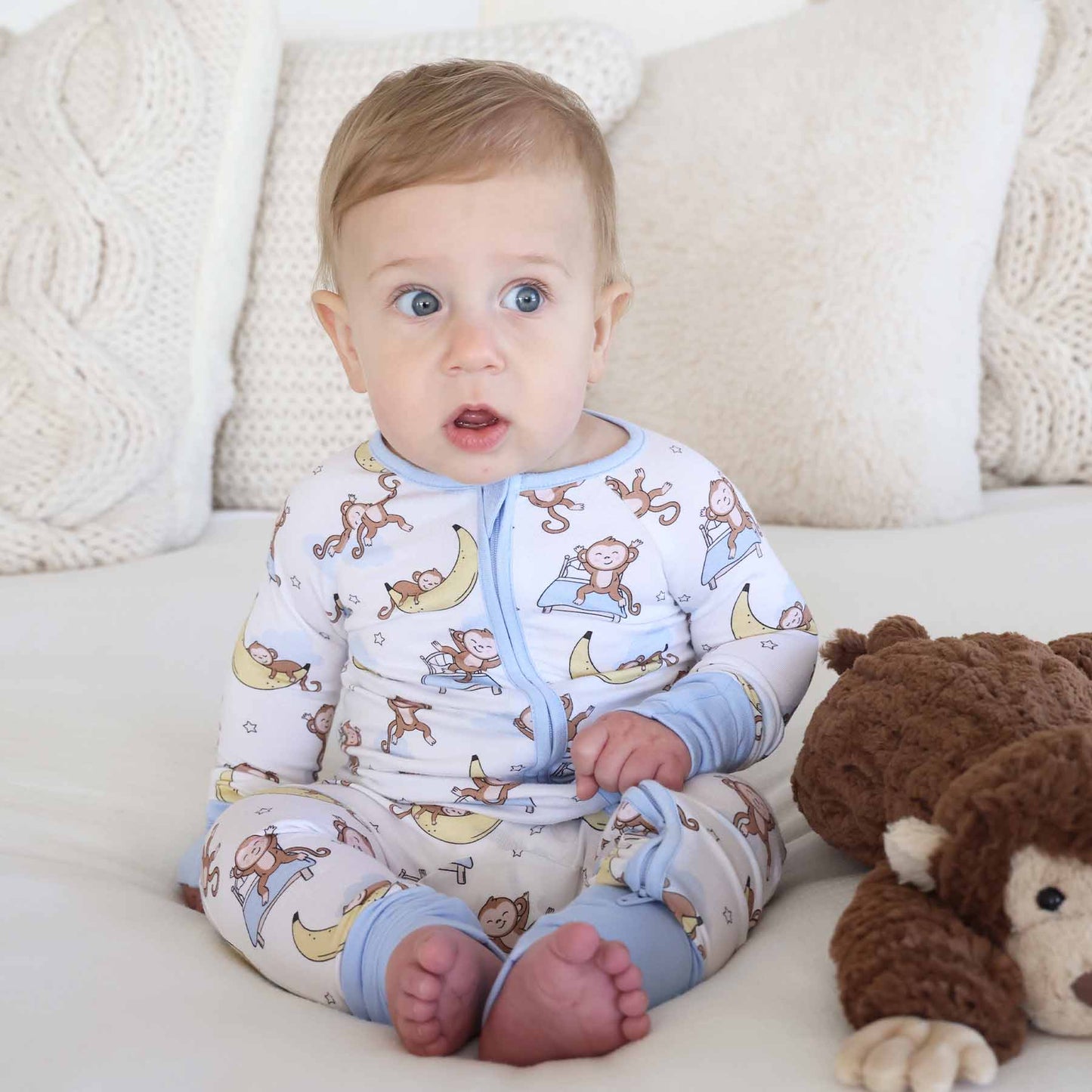 Monkey See, Monkey Snooze Convertible Zip Romper