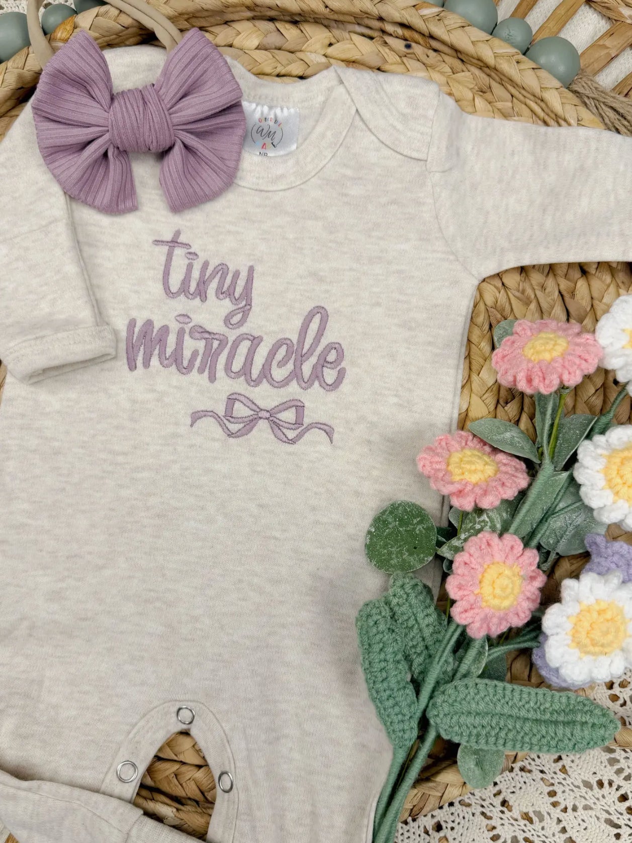 Tiny Miracle Baby Outfit and Bow
