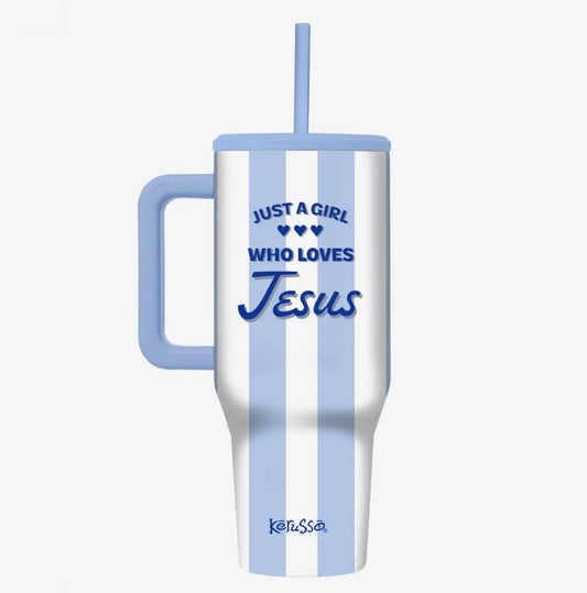 40oz Stainless Steel Mug with Straw Just A Girl