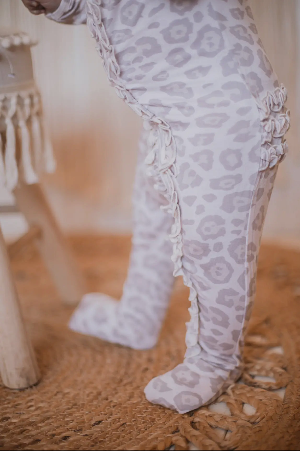 Natural Leopard | Convertible Two Way Zip Footie