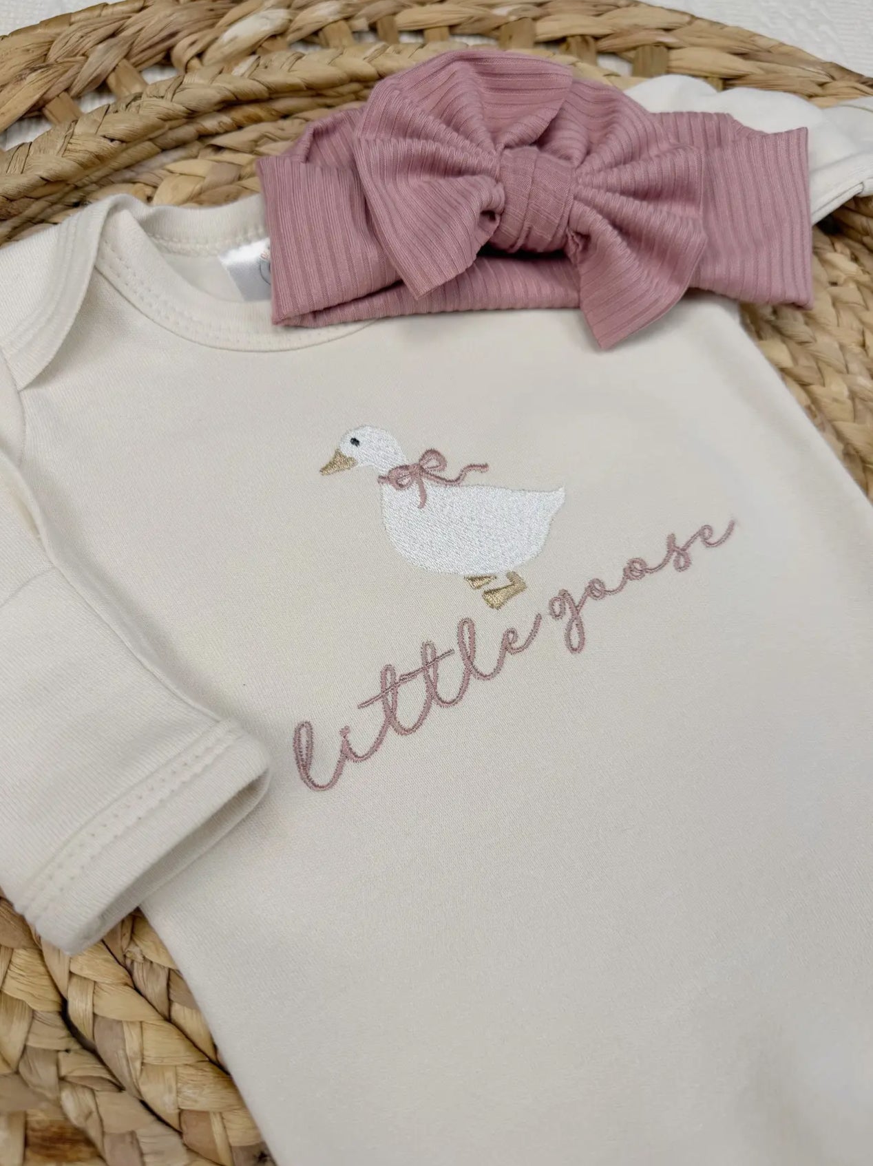 Little Goose Baby Girl Footie and Bow