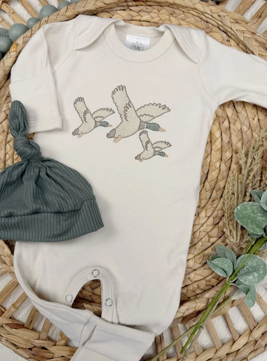 Mallard Duck Baby Footie and Hat