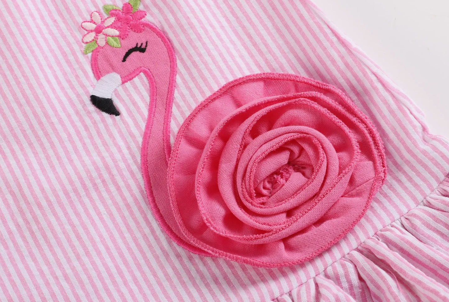 Pink Seersucker Flamingo Dress