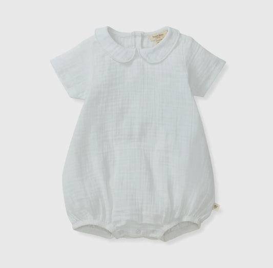 Barely Blue Muslin Collar Bubble Romper
