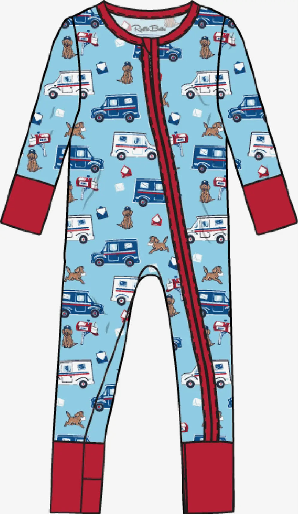 Softsnooze™ Baby Bamboo Viscose Postal Pups Mail Convertible One Piece Footie Pajama