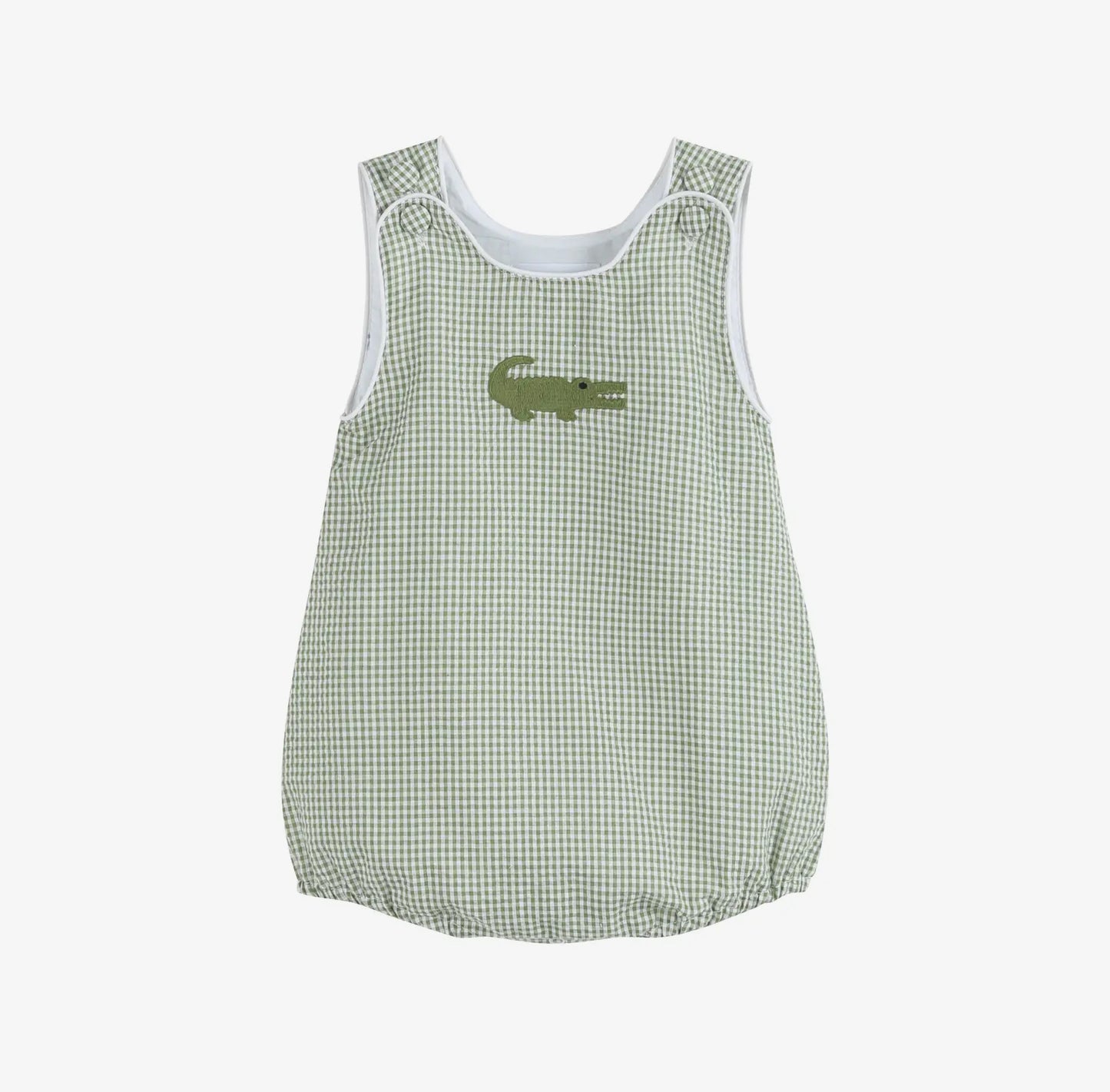 Green Gingham Alligator Bubble Romper