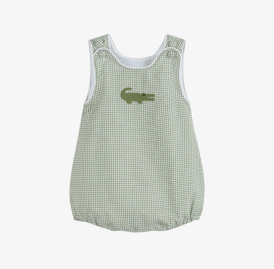 Green Gingham Alligator Bubble Romper
