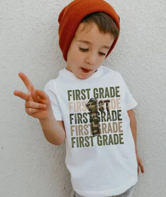 1st Grade Camo Back To School Tee