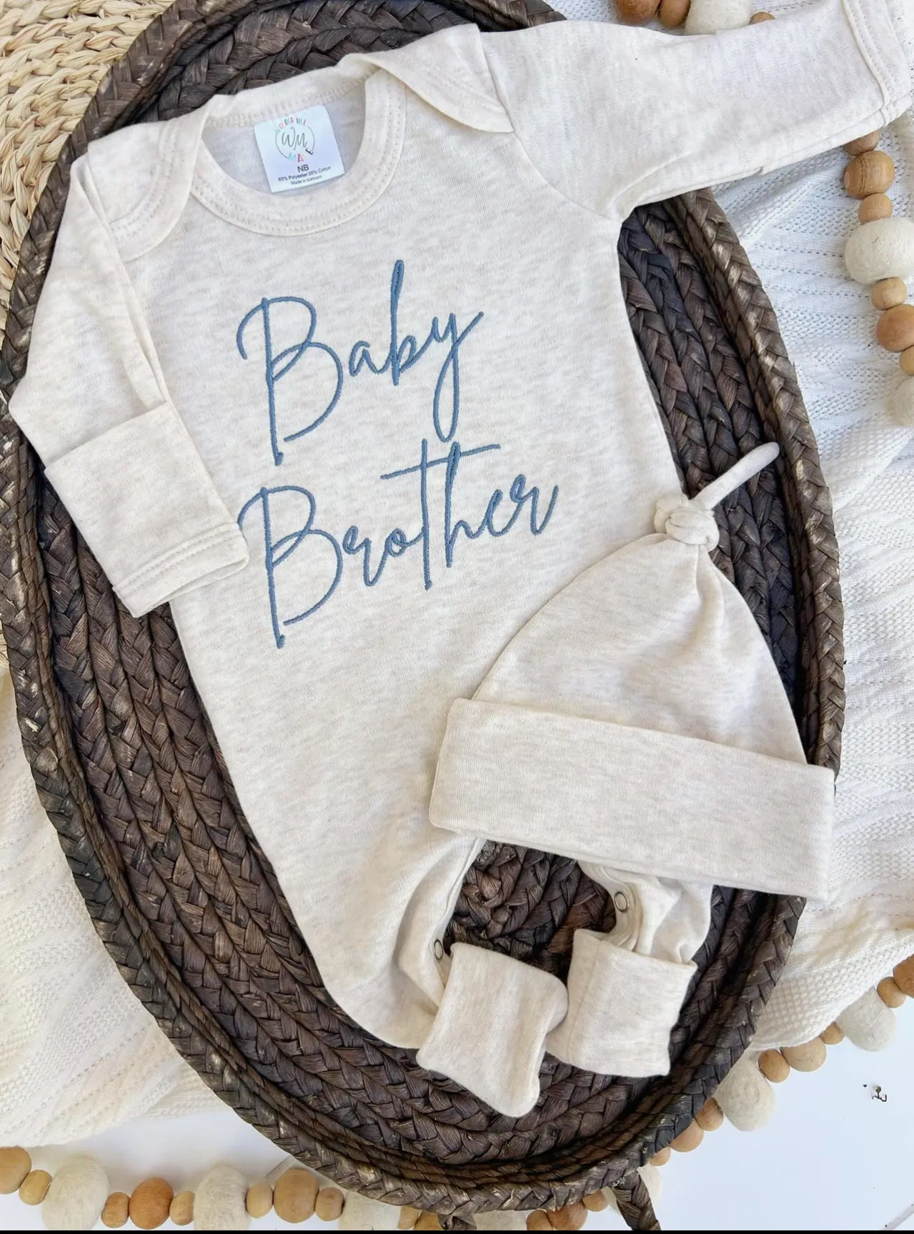 Baby Brother Romper + Knotted Hat set