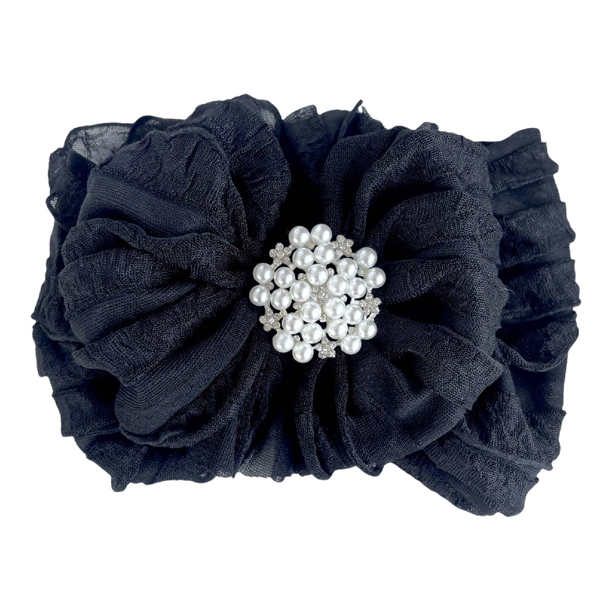 Pearl Ruffled Bow Headwrap
