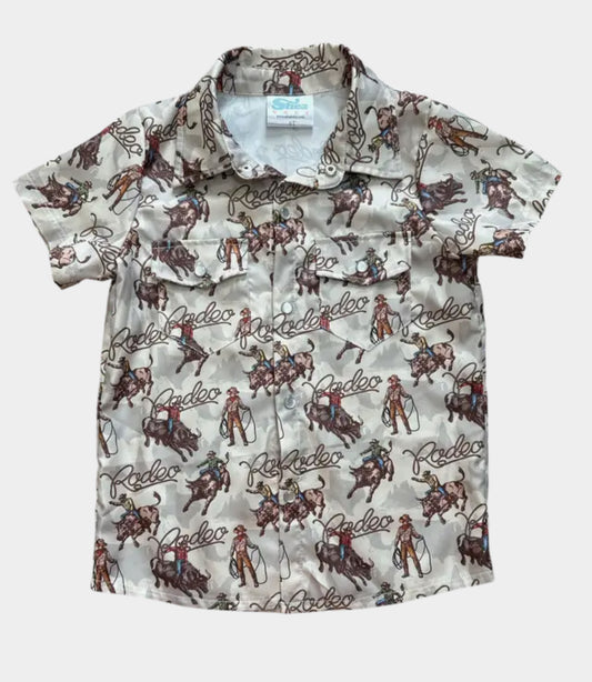 Rodeo Bull Rider Ss Pearl Snap Shirt