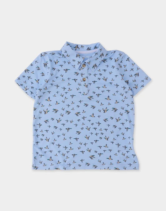 Boys Mallard Skies Knit Short Sleeve Performance Polo
