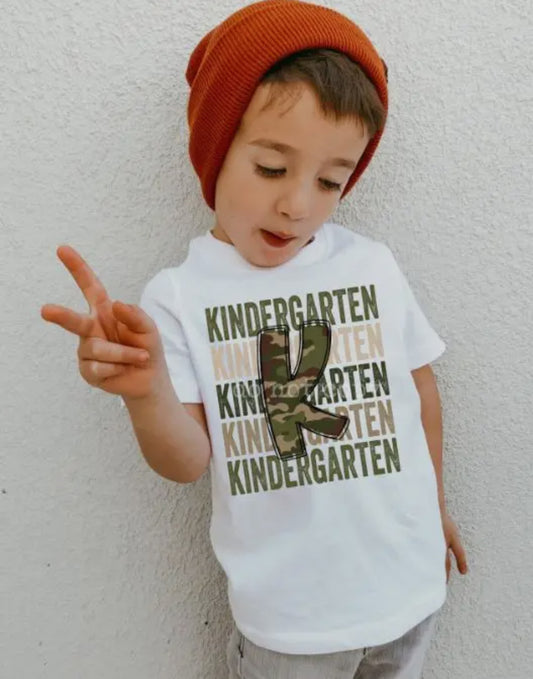 Kindergarten Camo Back To School Tee
