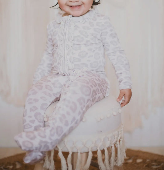 Natural Leopard | Convertible Two Way Zip Footie