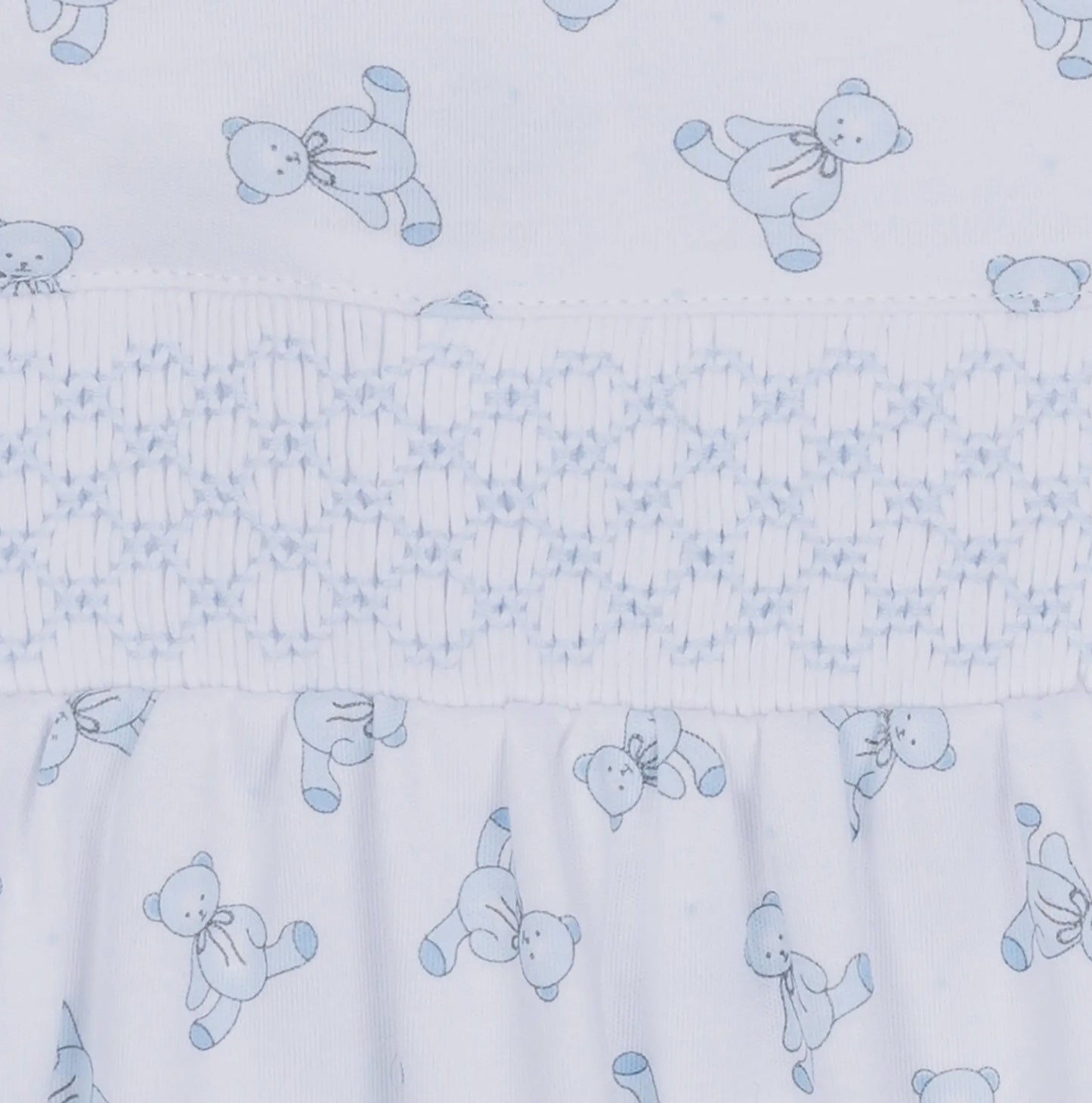 Baby's Teddy Smocked Footie - Light Blue