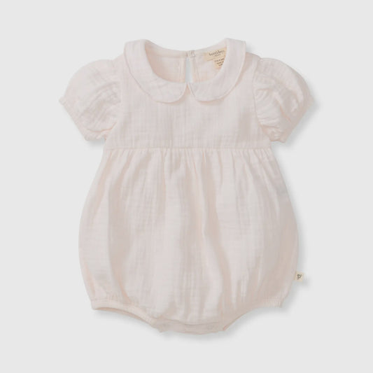Airy Pink Muslin Collar Bubble Romper