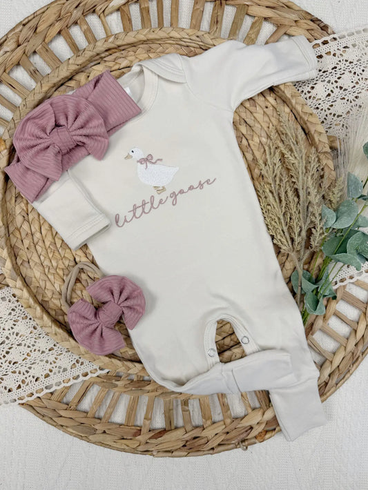 Little Goose Baby Girl Footie and Bow