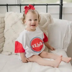 Vintage USA 4th of July Colorblock
Oversized T-Shirt Romper