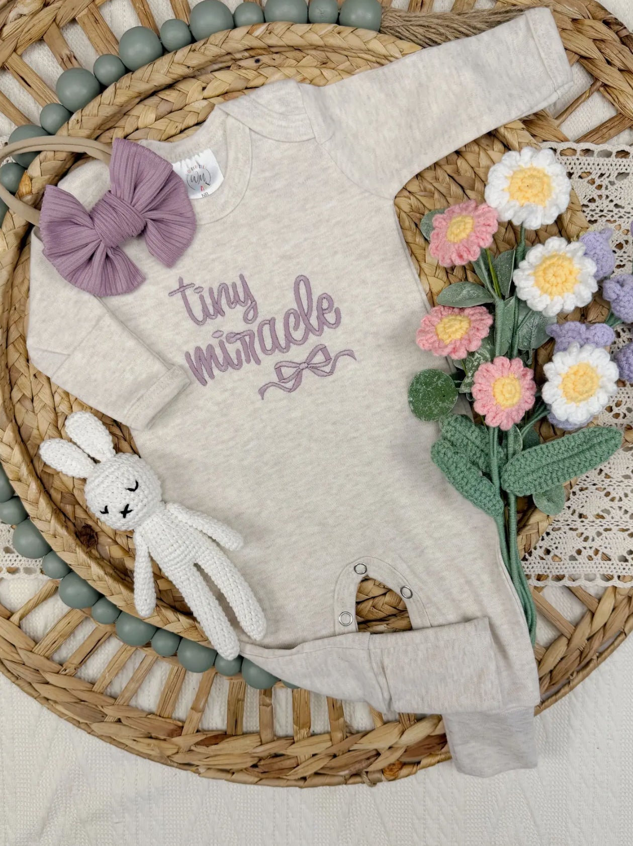 Tiny Miracle Baby Outfit and Bow