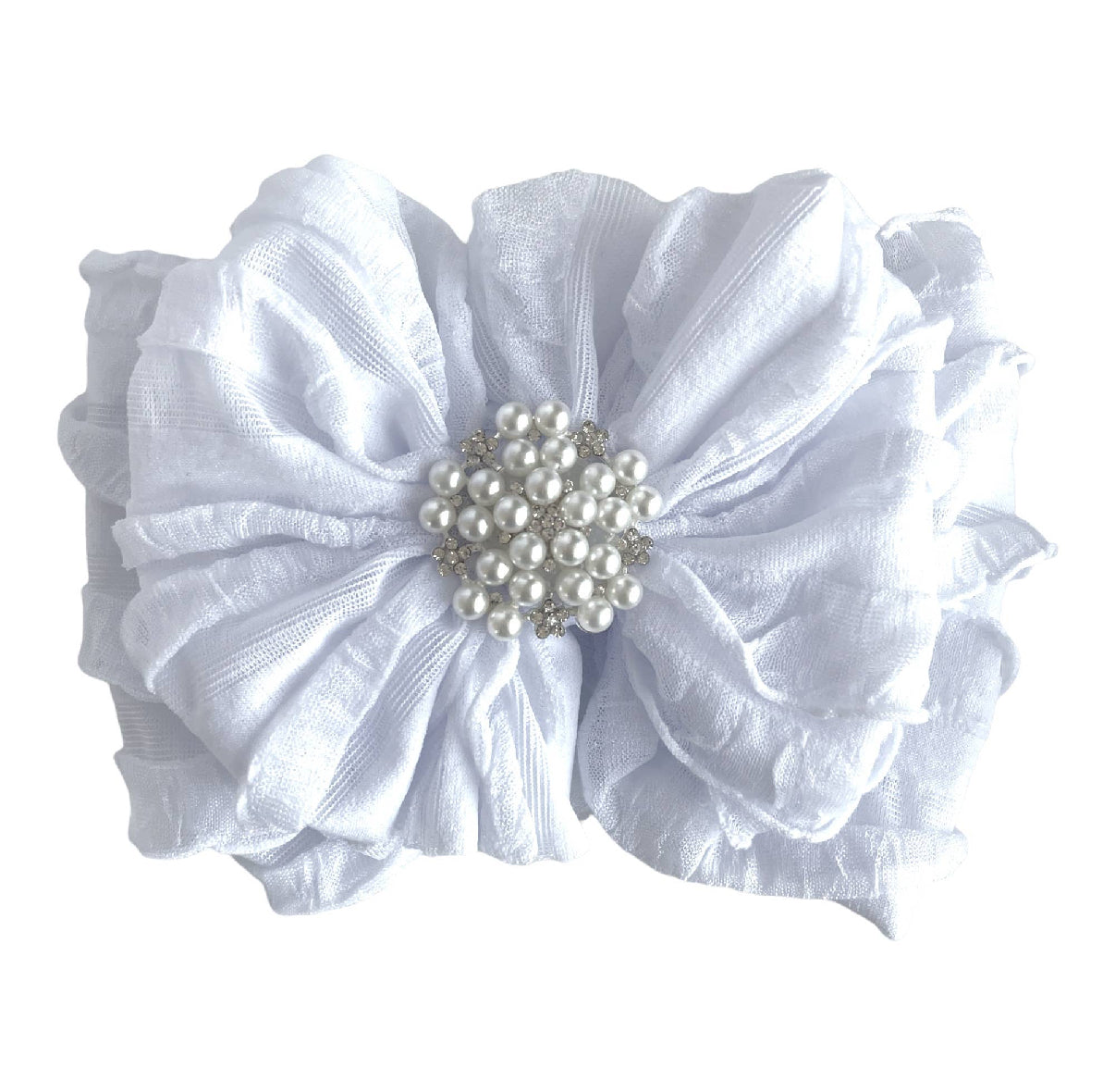 Pearl Ruffled Bow Headwrap