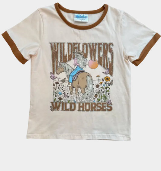 Wild Flowers Wild Horses Graphic Onesie