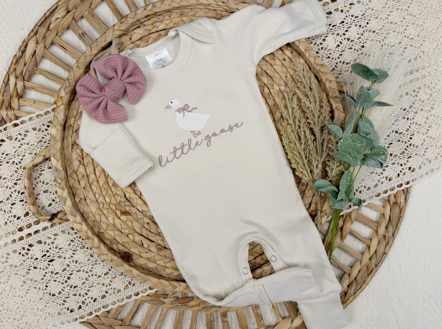 Little Goose Baby Girl Footie and Bow