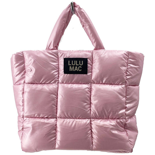 Large Puffer Metallic Handbag-Pale Pink